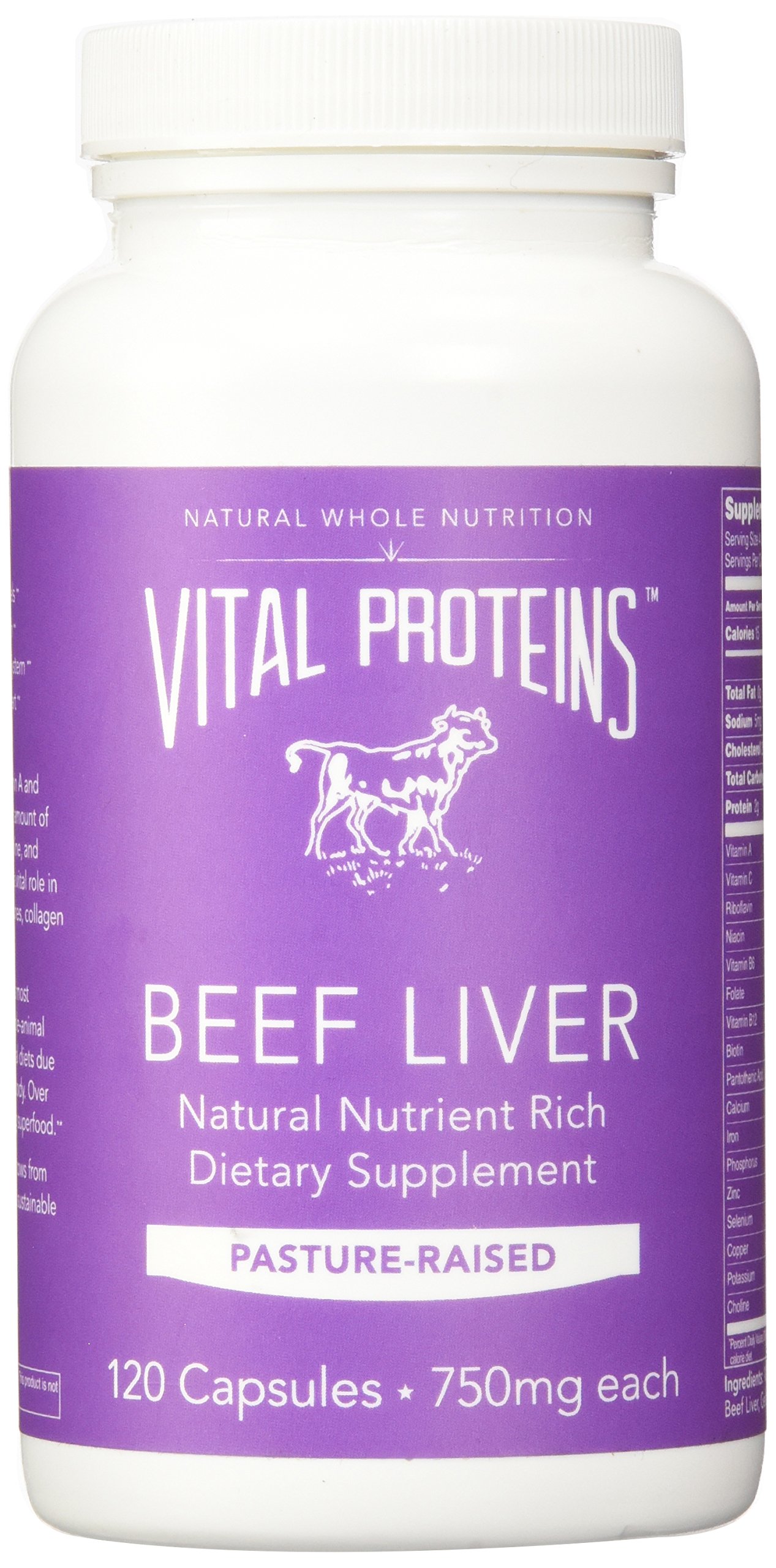 Vital Proteins PastureRaised, GrassFed Beef Liver (120 Capsules