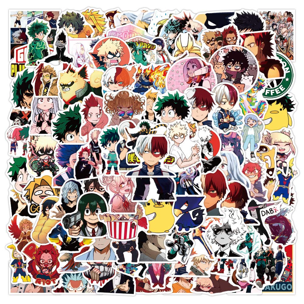 My Hero Academia Sticker Pack 100pcs, Vinyl Anime Sticker Decals for Water Bottles Laptop Skateboard Notebook, Gift for Adults Kids Teens — image 1