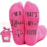 HAPPYPOP Zodiac Constellation Horoscope Gifts - Fuzzy Space Galaxy Birthday Astrology Socks