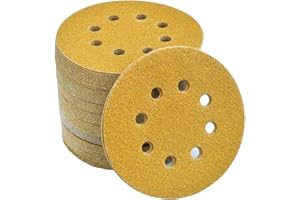 Aiyard 5-Inch 8-Hole Hook and Loop Sanding Discs 60-Grit Random Orbit Sandpaper, 100-Pack