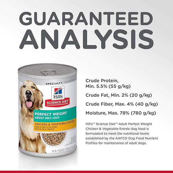 HILL’S SCIENCE DIET ADULT PERFECT WEIGHT WET DOG FOOD, CHICKEN & VEGETABLE, 12.8 OZ. CANS, 12-PACK