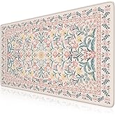 iCasso Pink Floral Desk Mat, Desk Pad, XXL Large Mouse Pad, Anti-Slip Big Mousepad with Stitched Edges, Computer Mouse Pads for Desktop for Women(Pink)
