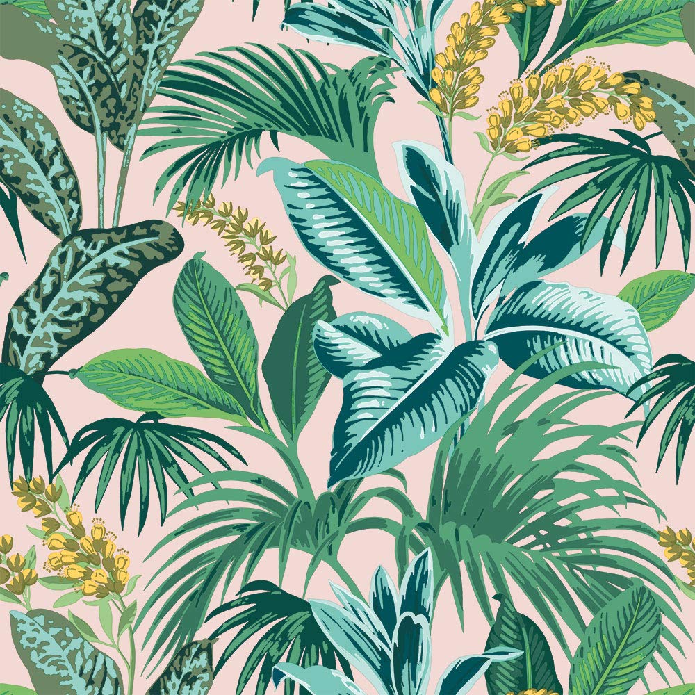 Tempaper HP10684 Pink Botanical Havana Palm | Designer Removable Peel and Stick Wallpaper