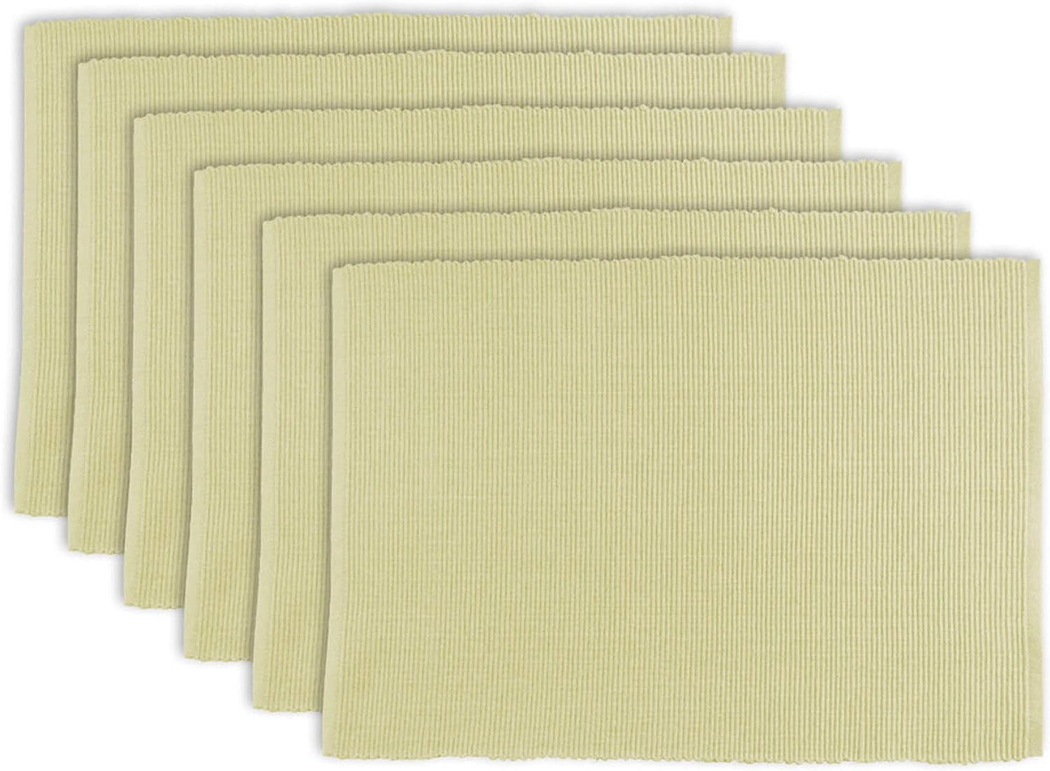 DII 100% Cotton Basic Ribbed Placemat Set, Set of 6, Natural 6 Count