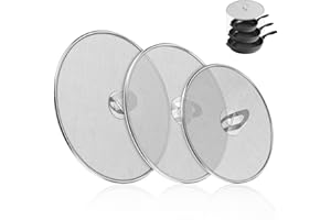 3-Pack Splatter Screens for Frying Pan - Stainless Steel Grease Splatter Guard with Foldable Knob, Ultra-Fine Mesh, Rust-Free