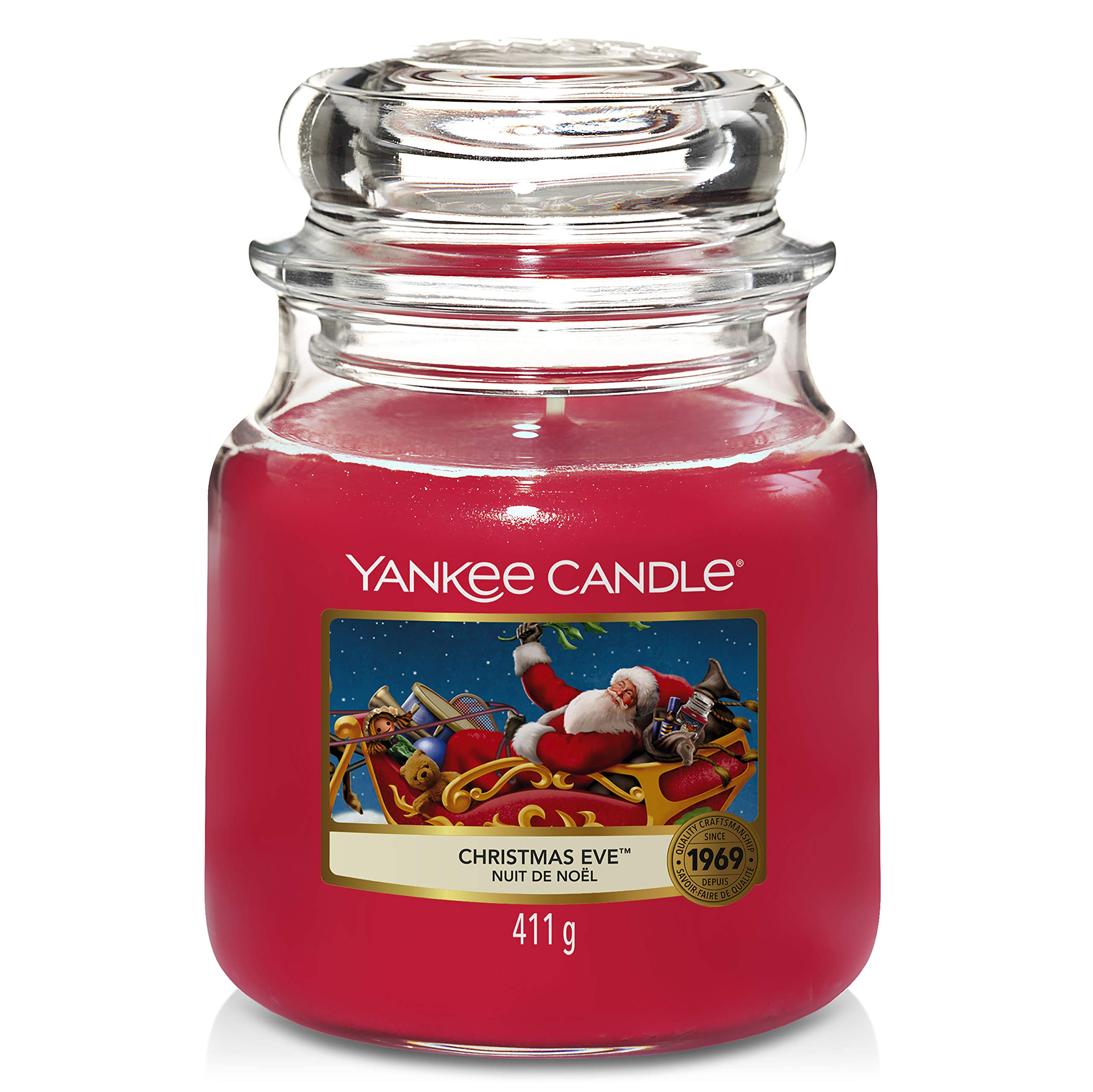 Yankee Candle Scented Candle | Christmas Eve Medium Jar Candle| Burn Time: up to 75 Hours