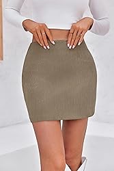 Wenrine Womens Corduroy Mini Skirt High Waisted