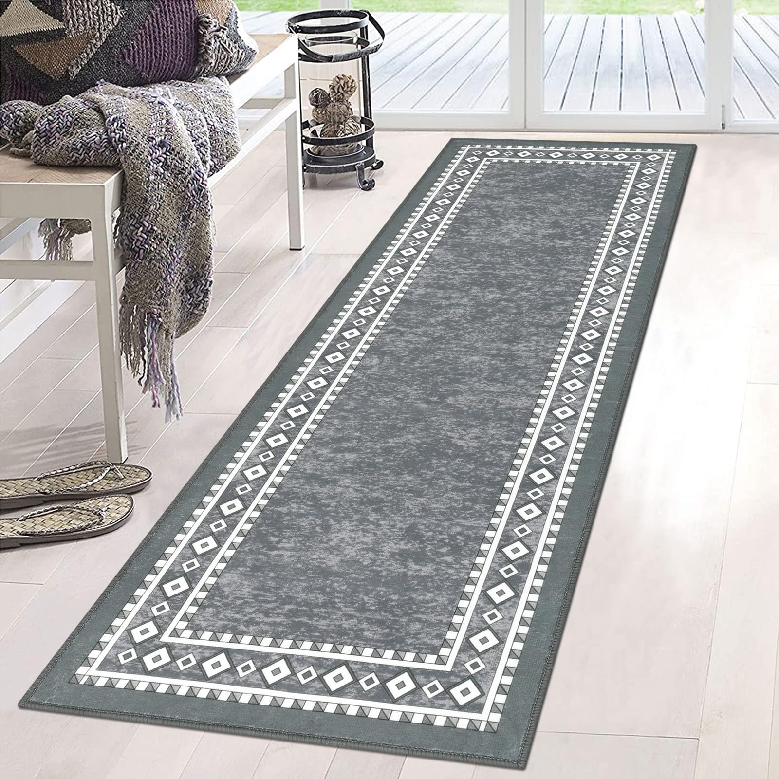 Enyhom Hallway Carpet Runner Rug 60x180cm Soft Touch Machine Washable Hallway Runner Non Slip Indoor Area Runner Rug for Kitchen Entrance
