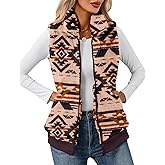 LOMON Womens Fuzzy Fleece Vest, Casual Warm Sleeveless Zip Up Sherpa Vest Jacket with Pockets for Fall/Winter