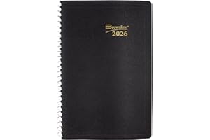 Blueline® Agenda quotidien 2026, carnet de rendez-vous, 12 mois, janvier à décembre, reliure à spirales, 20,3 x 12,7 cm, noir