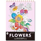 DESECRAFT Flower Coloring Book for Adults - Spiral Bound, 25 Single-Sided Tear Out Pages, 8.5x11 Inch | Floral Relaxation & Stress Relief Gifts for Women, Anxiety Relief Art Therapy