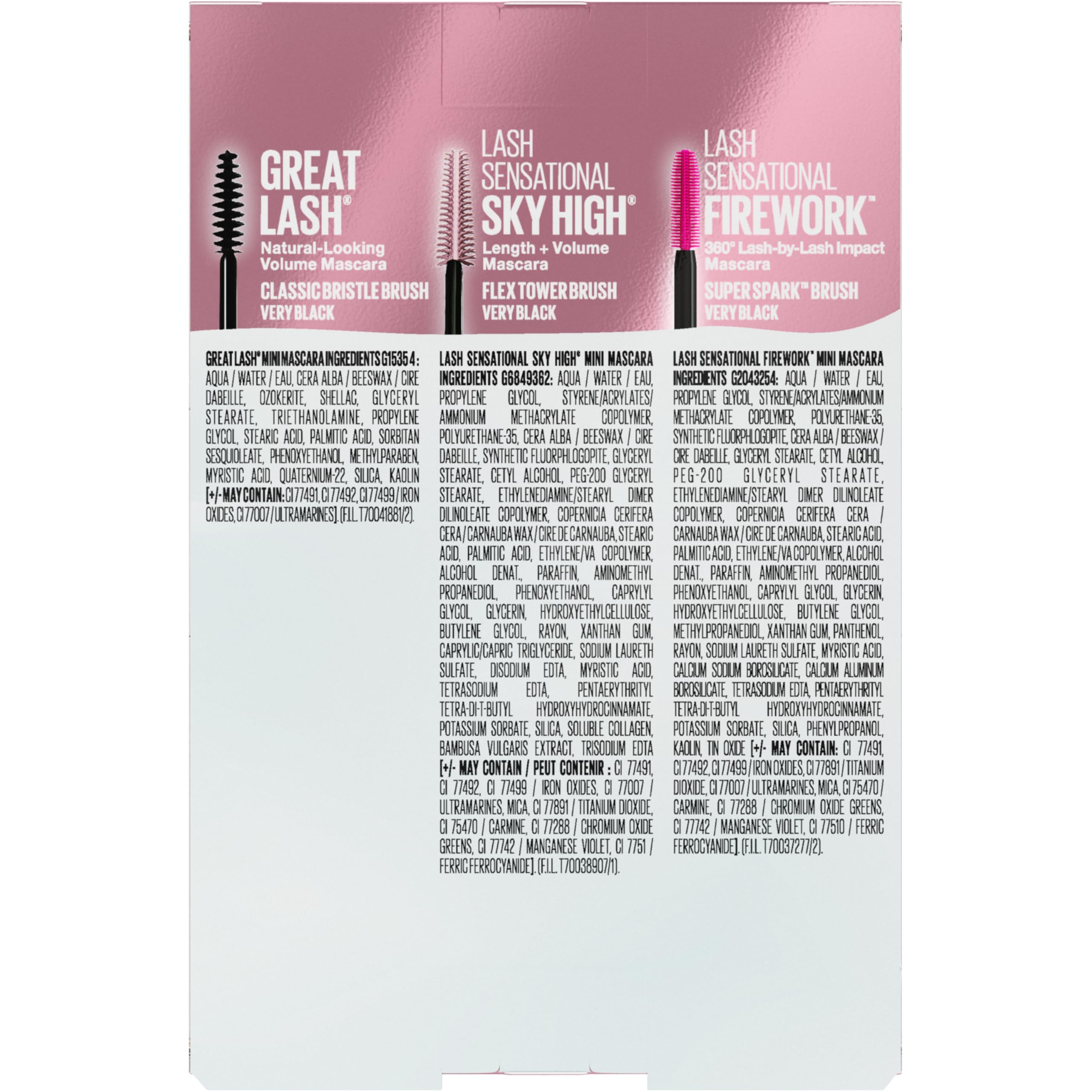 MAYBELLINE Lash Sensational Holiday Mascara Makeup Kit, Includes Mini Sky High, Firework and Great Lash Mascara, 1 Makeup Gift Set