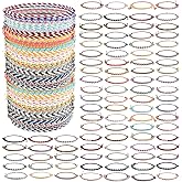 CONEHOY 120 Pcs Woven Wrap Friendship Bracelets Adjustable Thread Braided Bracelet Handmade Beach String Bracelets for Birthday Gifts Women Party Favors