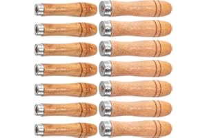 Mxxipp 20pcs Wooden File Handles with Metal Collar, Medium Wooden Handle for 6"-8" File & Large Wood Handle for 10"-12" File, Ergonomic Wood Handle for File Screwdriver Hand Drill