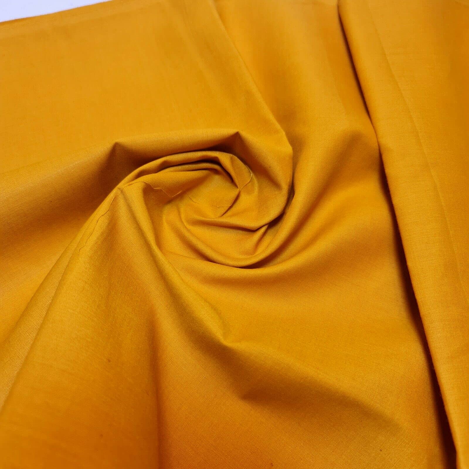 *Clearance* 100% Cotton Lawn Soft Dress Craft Material Drape Fabric by Meter (5 Meter, Mustard)