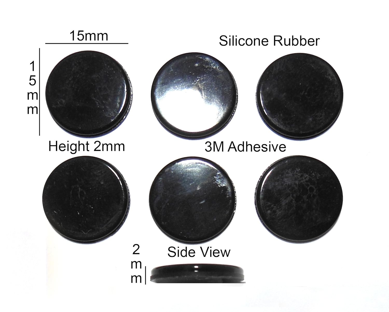 H x 4.2mm x 15mm W RB227 L Silicone Rubber Feet Set 15mm 6pcs Self Adhesive