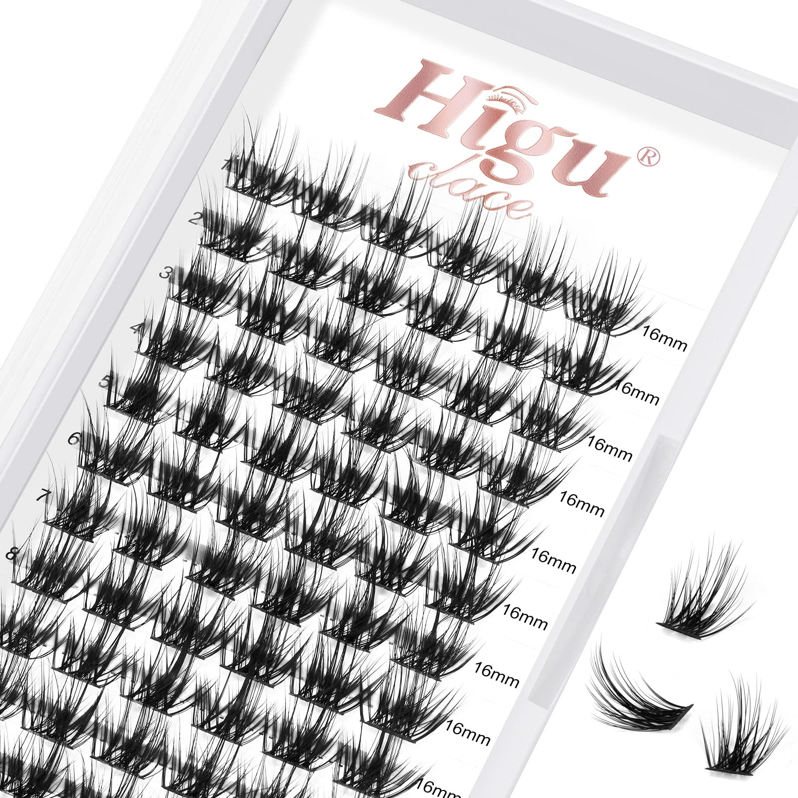 Lash Clusters DIY Eyelash Extensions 72 Pcs Cluster Eyelashes Extensions 8-16mm D Curl Thin Stem Eyelash Clusters Reusable Makeup for Self-application (Sparkle D 8-16mm)