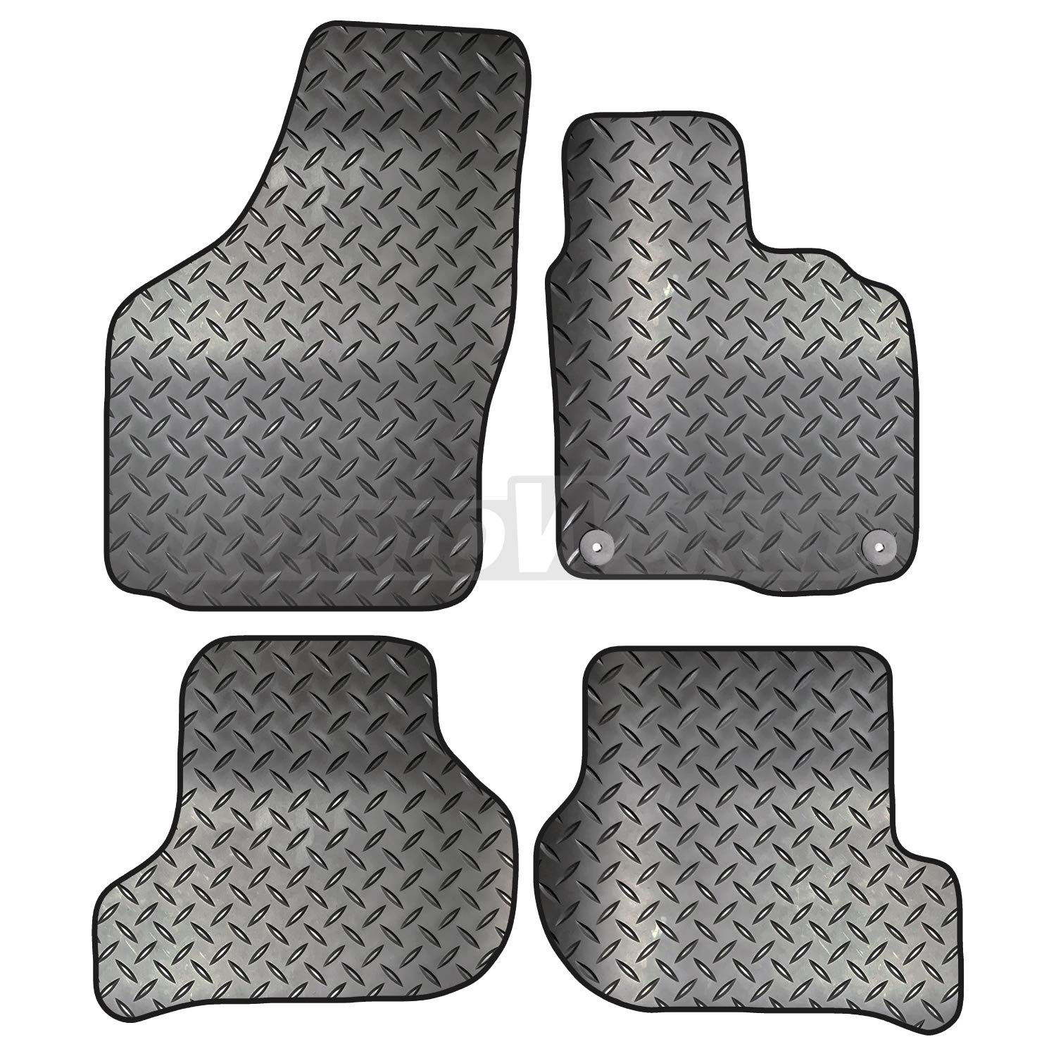 Carsio Rubber 4 Piece Car Mat Set For Skoda Octavia 2008 to 2013 with [2 Round Clips] Tailored Fit Floor Mat Complete Accessory Black Custom Fitted - All Weather & Heavy Duty, Anti-Slip Backing