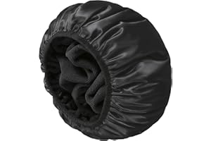 YIZIJIZI Terry Lined Shower Cap,Triple Layer Large Cap for Women,Shower Cap Reusable Waterproof,Long Thick Hair(Black)