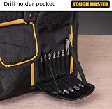TOUGH MASTER Heavy Duty 10 Open Tote Tool Bag 33 Pockets Drill Holder Black view 6