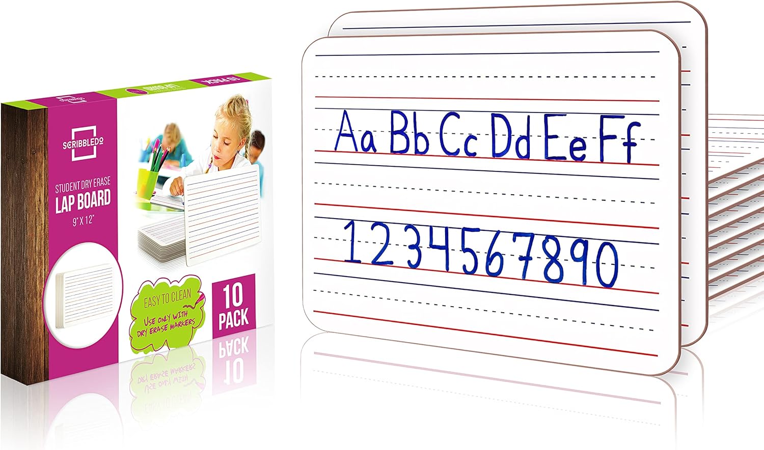 10 Pack Dry Erase Ruled Whiteboards l 9 X12 inch Lined White Board Lapboard Double Sided Whiteboard : Office Products