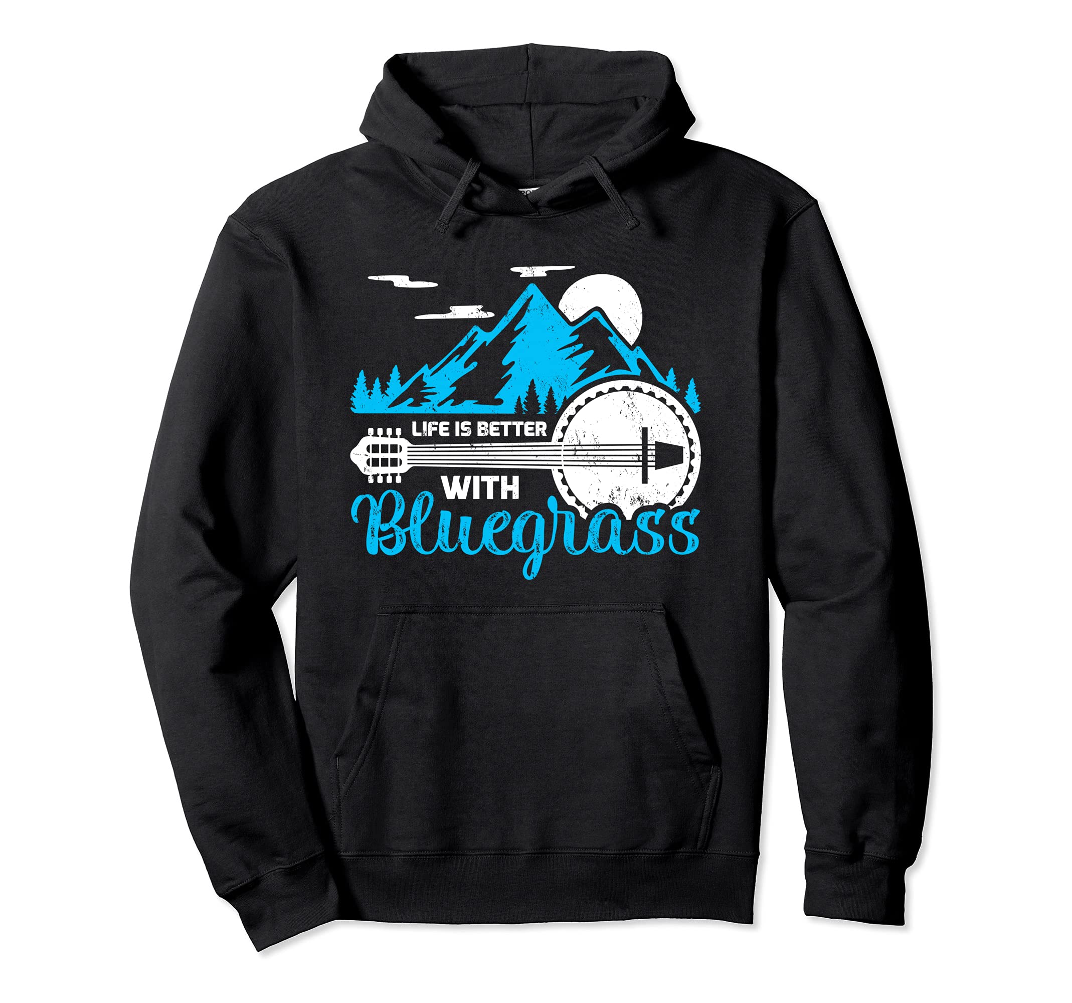 Retro Mountain Banjo Life Is Better With Bluegrass Pullover Hoodie