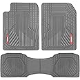 Motor Trend AdventureMax Car Floor Mats Full Set - Durable Rubber Floor Mats for Cars with Debris Capture Grooves, All Weather Interior Protection for Front and Rear with Non-Slip Backing, Gray
