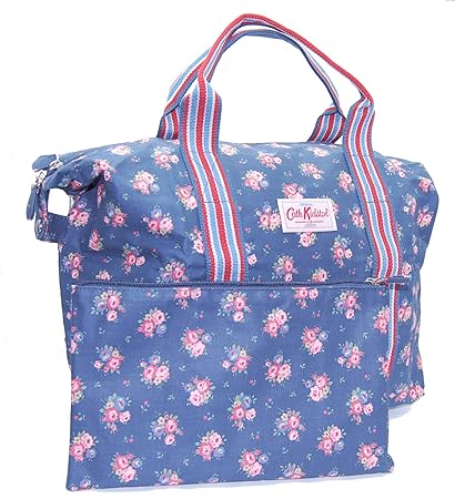 Cath Kidston Shopper Bag große Tasche Einkaufstasche mit Kleiner Tasche fold Away Victoria Rose Navy dunkelblau mit kleinen R