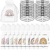 Fumete 20 Sets Inspirational Encouragement Gifts Bulk Employee Appreciation Gift for Women Heart Shape String Bracelets with Cards Bags Valentines Gifts for Female Coworker Friend (Black)