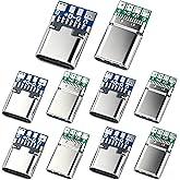 MTDELE 10 Pcs USB C Breakout Board 24 Pin 5Pcs Male and 5Pcs Female Head | USB 3.1 Type C, Male and Female Plug Socket Adapter, Compatible with PCB Board Module