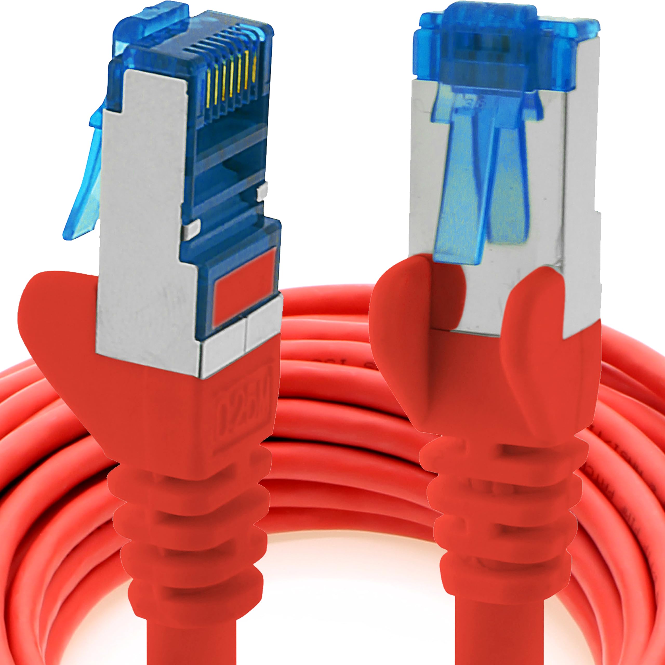 1aTTack.de Patch cable - 7.5m Ethernet, network, LAN cable CAT6a (for gigabit networks, routers, switches, modems with RJ45 input - red)
