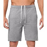 JMIERR Men's 100% Cotton Shorts 9" Casual Elastic Waist Drawstring Lightweight Workout Lounge Beach Jersey Sweat Shorts