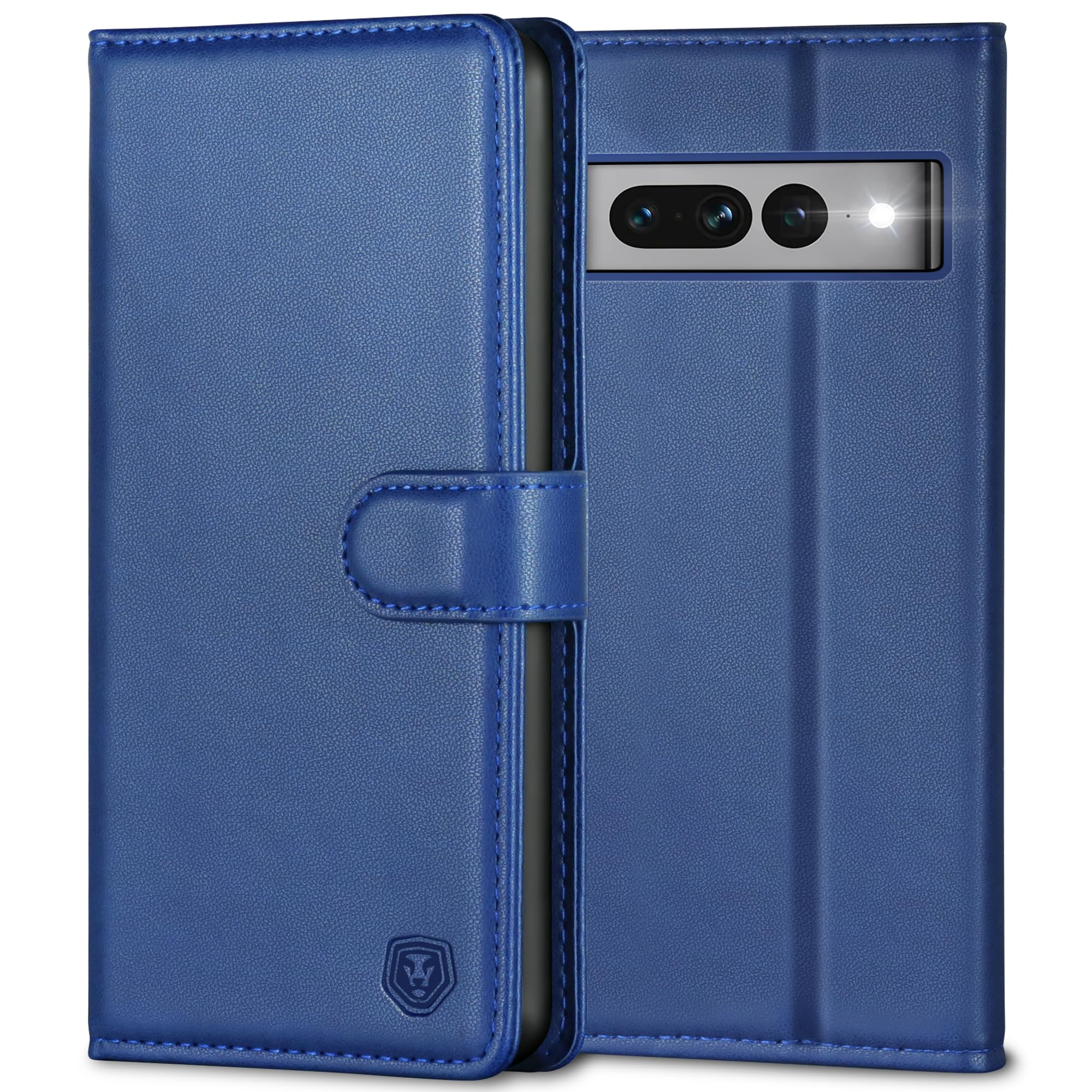 Kuafcase for Google Pixel 7 Pro, 4 Card Slots Magnetic Closure Kickstand Shockproof Protective Phone Case for Google Pixel 7 Pro - Royal Blue