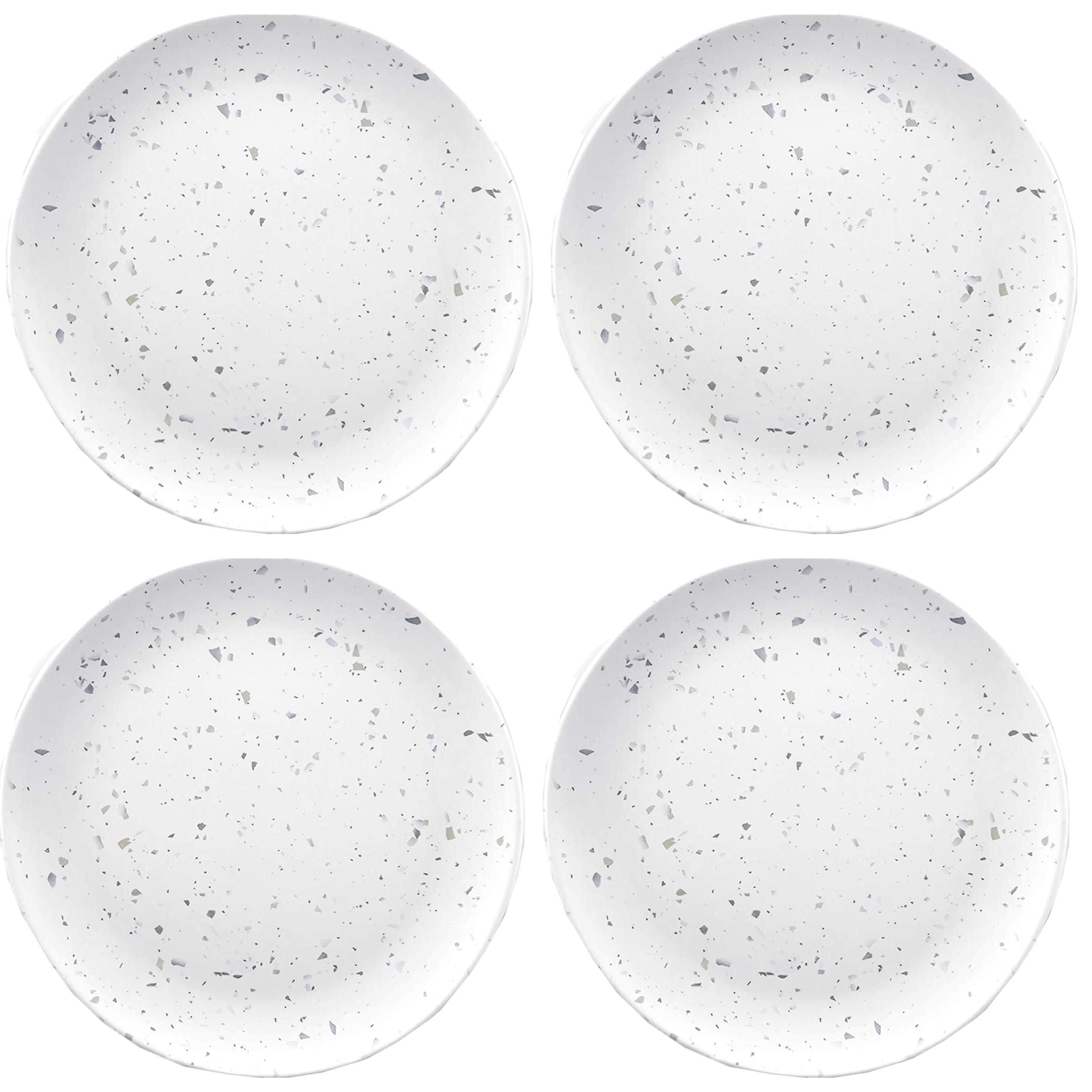Auntie Morags White Terrazzo 21.5cm Melamine/Plastic Outdoor/BBQ/Picnic Side Plates - Set (4)