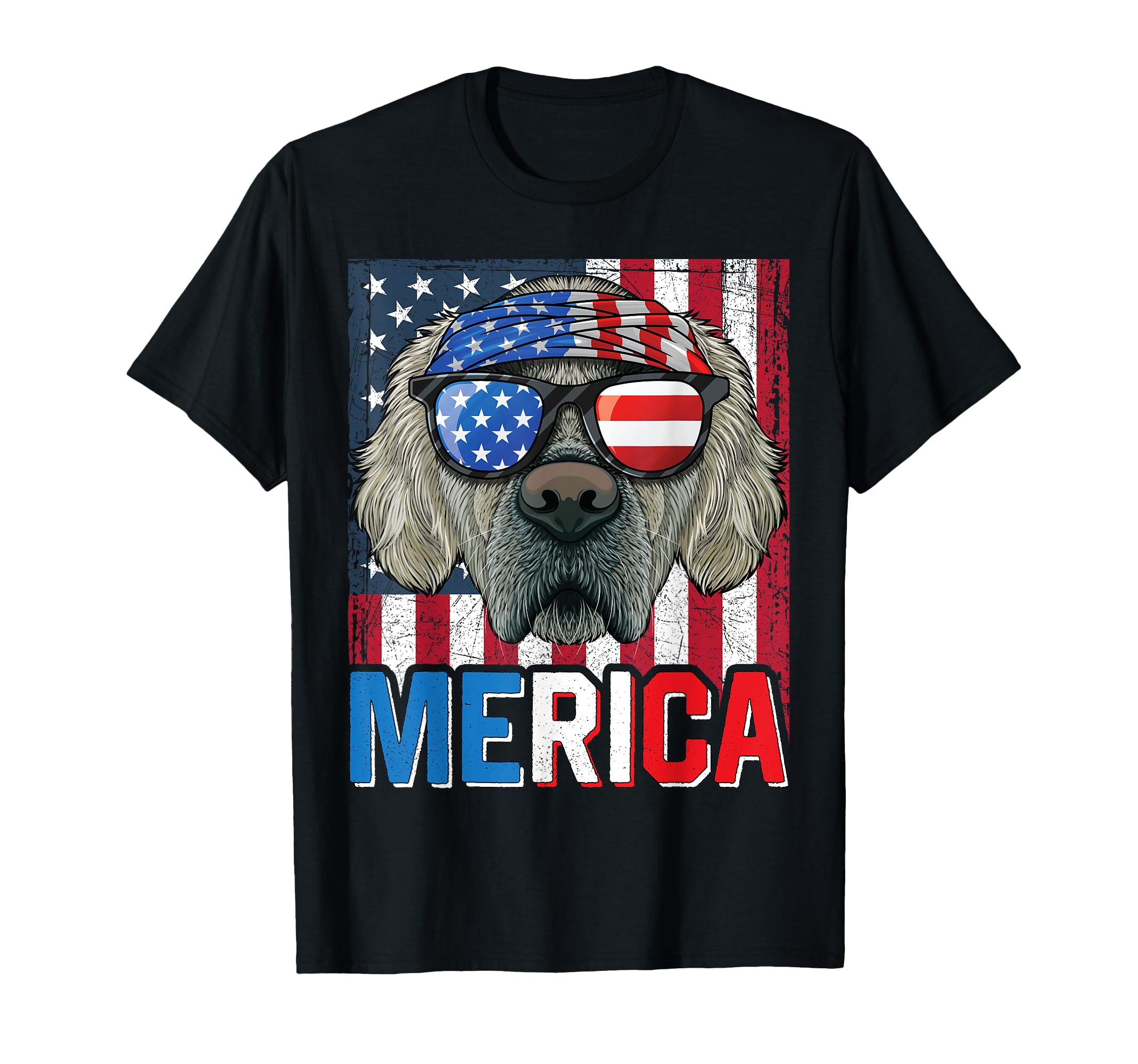 Golden Retriever Merica Flag 4th of July Dog American Puppy T-Shirt