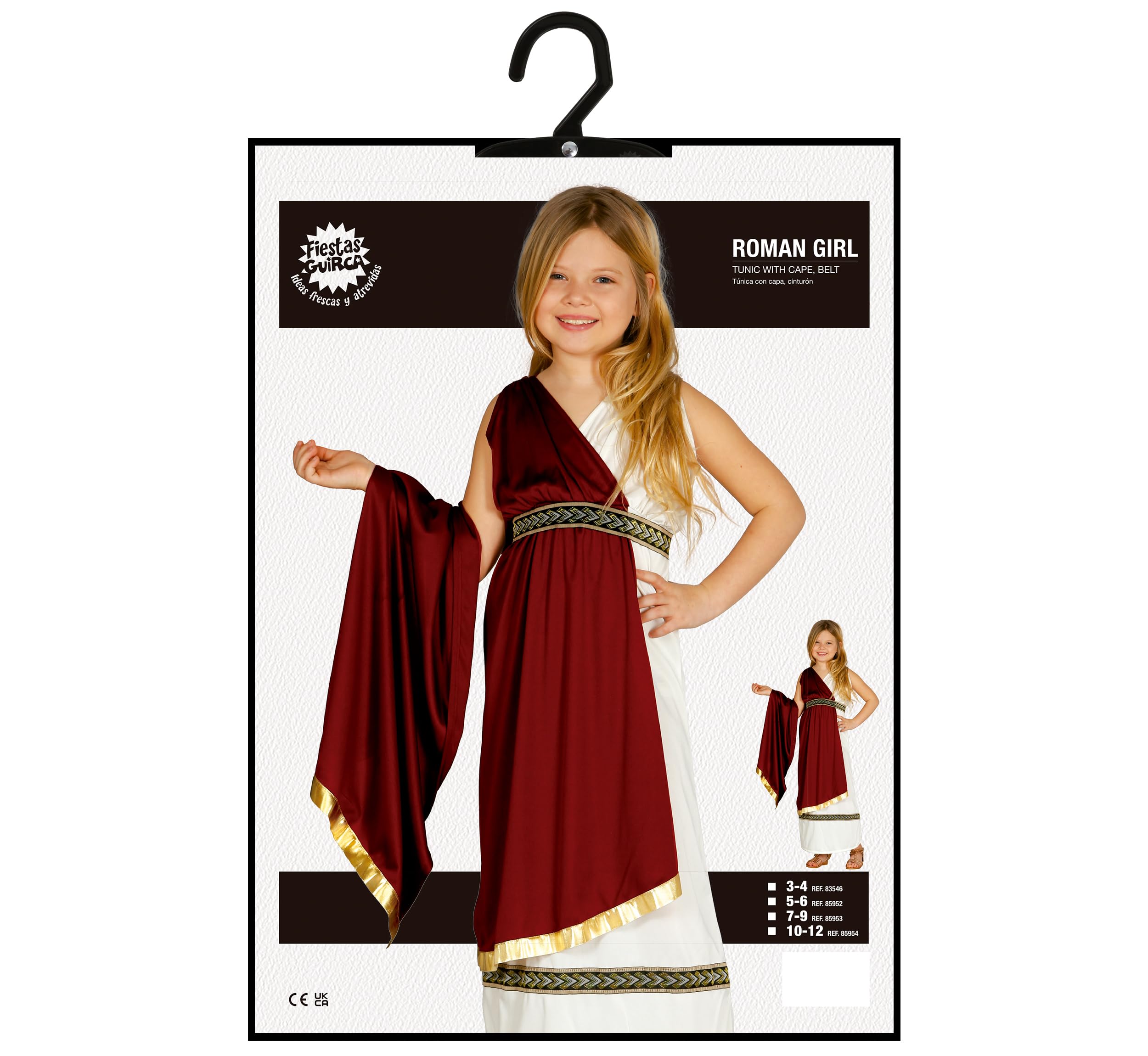 FIESTAS GUIRCA | Roman Girl Fancy Dress Costume for Children (10-12 years) - Tunic, Cape and Belt - Roman and Greek Costumes for Halloween, Carnival and Fancy Dress Parties - Ideal for Girls