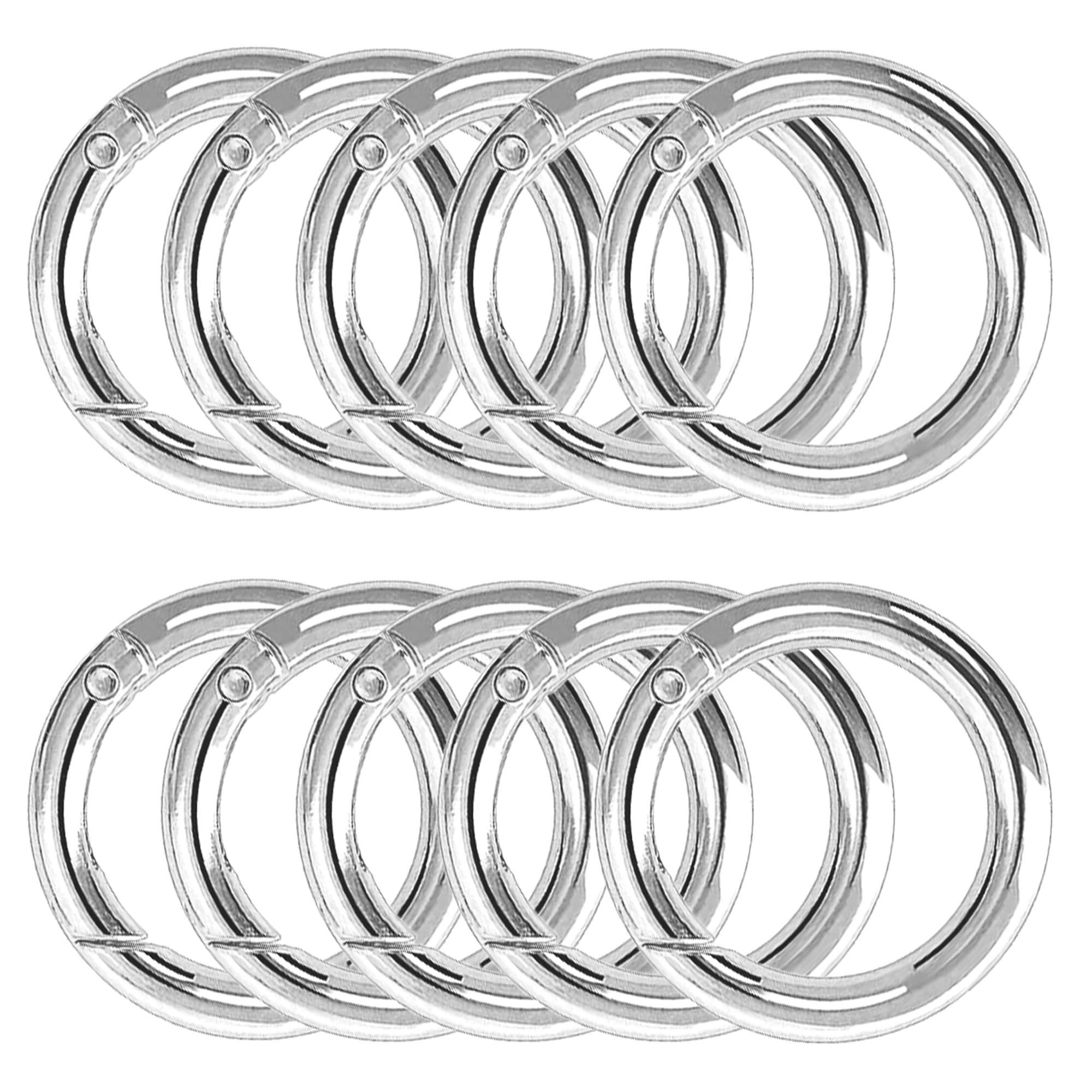 XCSJ Carabiner Round (10 pcs) - Zinc Alloy, Silver, Large, Robust Key Chain, Bag, Jewellery, DIY Crafts, Carabiner Hook for Outdoor Activities — image 1