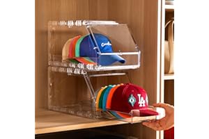 Ozueccr Baseball Hat Box - Large Storage with Tray for Baseball Caps, Hat Organizer for 24 Caps, for Home Storage(Large)