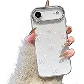 EYZUTAK Case for iPhone Air, Bling Glitter 3D Bowknot Phone Case Cute Sparkly Crystal Clear Bow Aesthetic Design Cover Slim Soft Durable TPU Transparent Protective Cover for Women Girl - Pink Bow