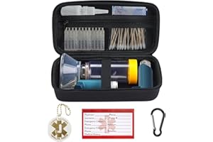 YouKnow Travel Carrying Case for Asthma Inhaler, Inhaler Spacer for Adults and Children, Mask, Inhaler Holder with Asthma Warning Label and Medical Card, with Carabiner (Case Only) (Black)