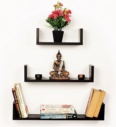 Bluewud Caesar Set of 3 Wall Shelves (Wenge)