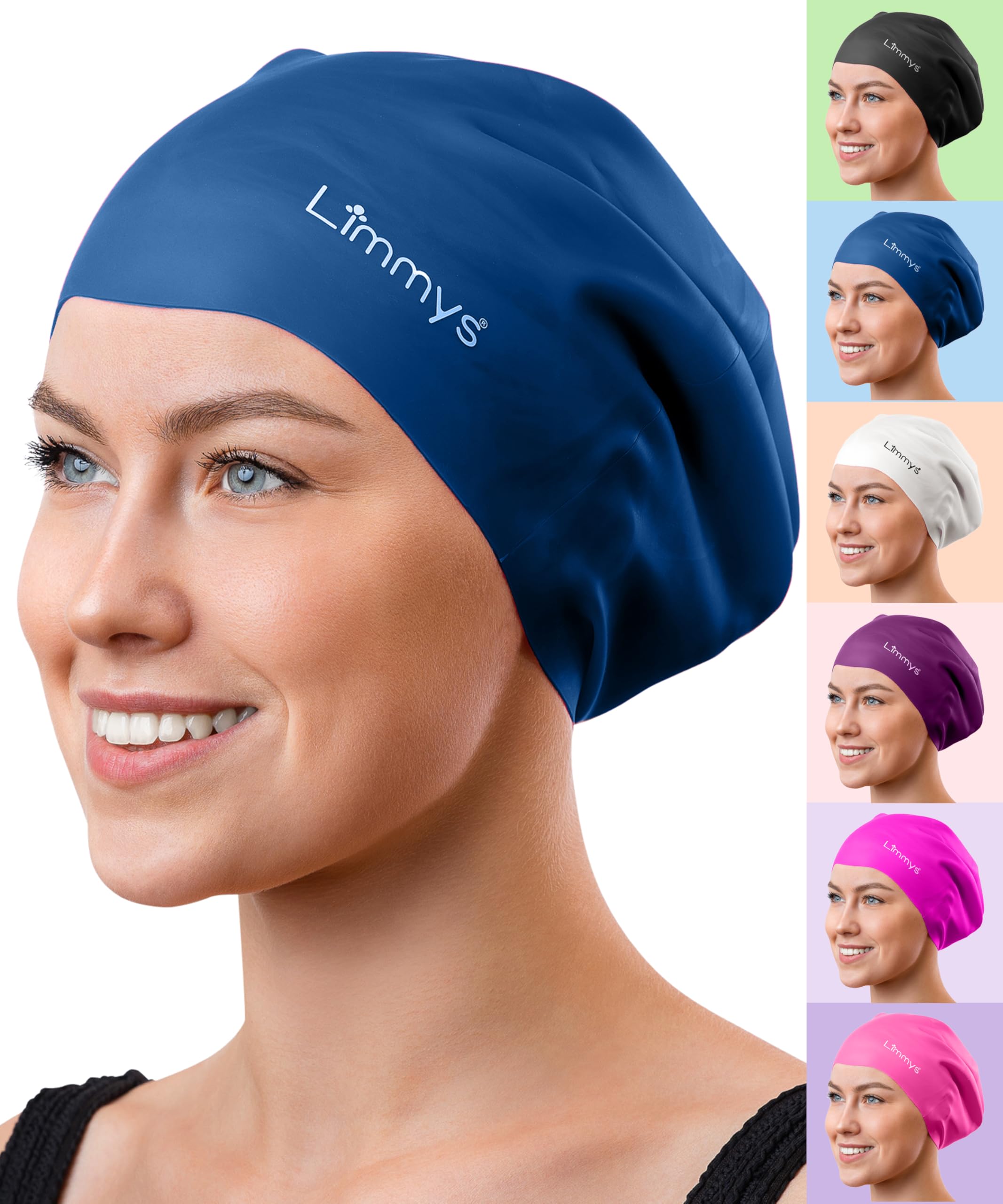 Limmys Premium Swimming Cap for Women with Long Hair – Soft Silicone Swim Cap for Women – Comfortable, Extra Room Fit, Chlorine Resistant, Hypoallergenic Swimming Hat