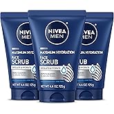 NIVEA MEN Maximum Hydration Face Scrub with Provitamin B5 and Aloe Vera, Exfoliating Face Wash Deeply Cleanses to Unclog Pores, 4.4 Oz Tube, Pack of 3