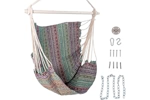 HARBOURSIDE HAMMOCKS HARBOURSIDE Hanging Hammock Chair, Max 450 LBS, Boho Swing Chair with Detachable Steel Support Bar, Adult Ceiling Chair for Bedroom Porch, Indoor & Outdoor