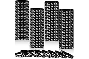 60 Pcs One Day at a Time Silicone Motivational Wristbands Black Inspirational Rubber Bracelets Sobriety Gifts for Addiction R