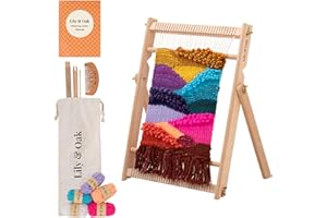 Lily & Oak Weaving Loom for Adults & Kids - Weaving Loom Kit | Beginner-Friendly Table Loom & Lap Loom with Yarn, Tools & Instructions | Wooden Loom for Multicraft Projects (15.8 x 11.8 inches)