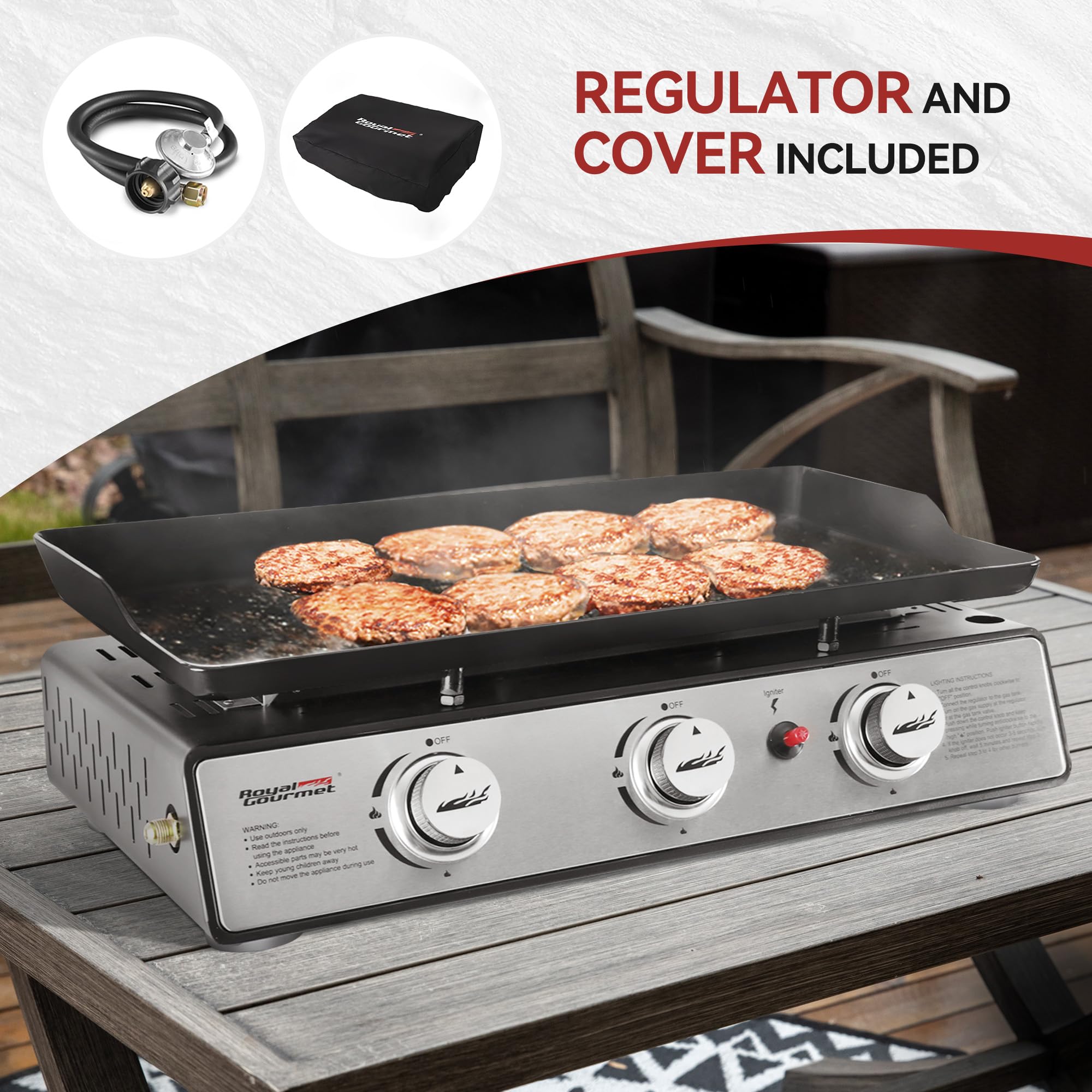 Blackstone Grill Royal Gourmet PD1301R 3-Burner Propane Griddle