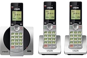 VTech DECT 6.0 Three Handset Cordless Phone with CID, Backlit Keypads and Screens, Full Duplex Handset Speakerphones, Call Bl
