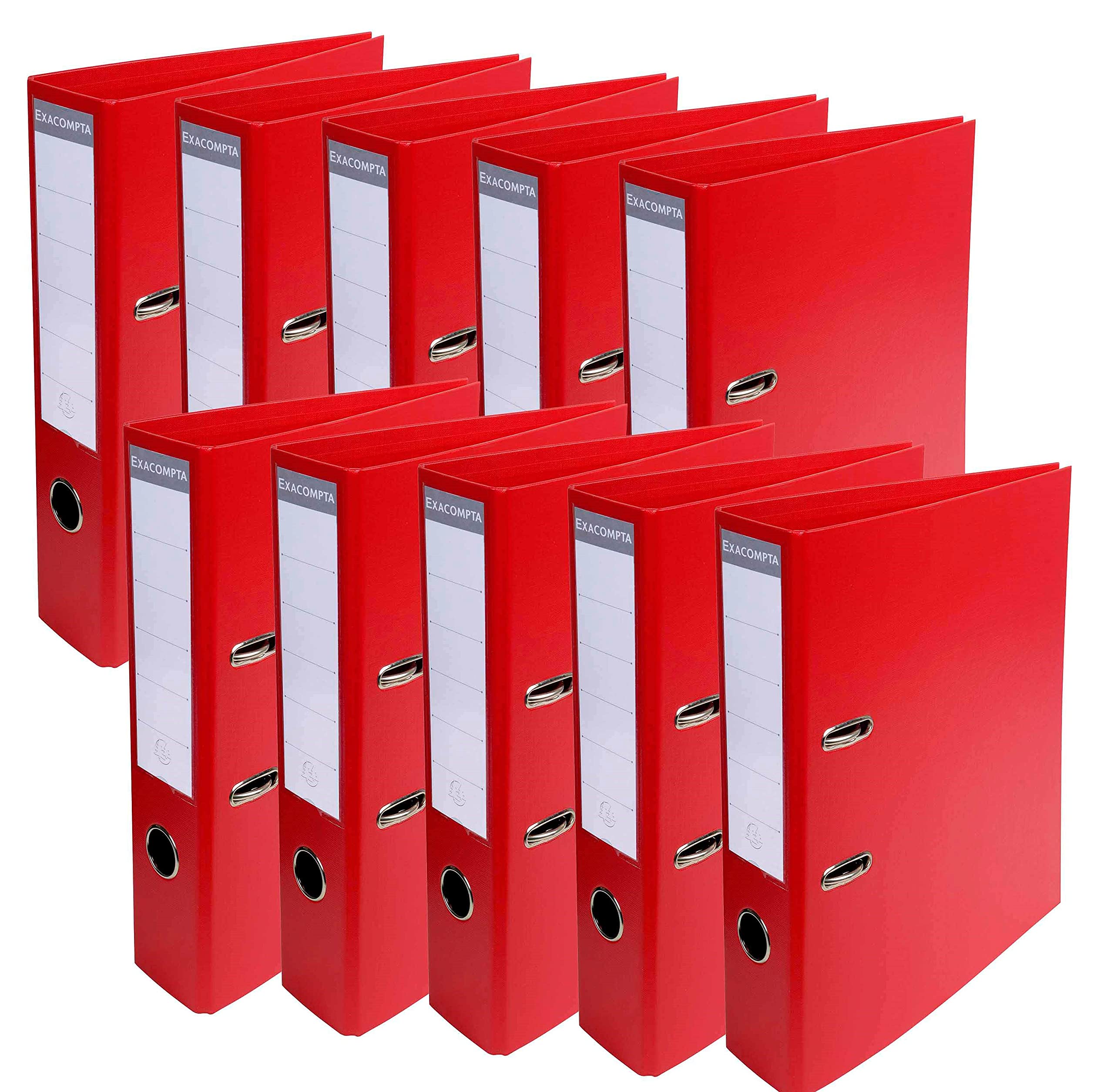 Exacompta - Ref 53745E - Prem'Touch PVC Lever Arch File - 320 x 290mm in Size, 2 Rings, Can Hold A4 Documents, 70mm Spine, 75mm Rings, FSC-Certified - Red Cover