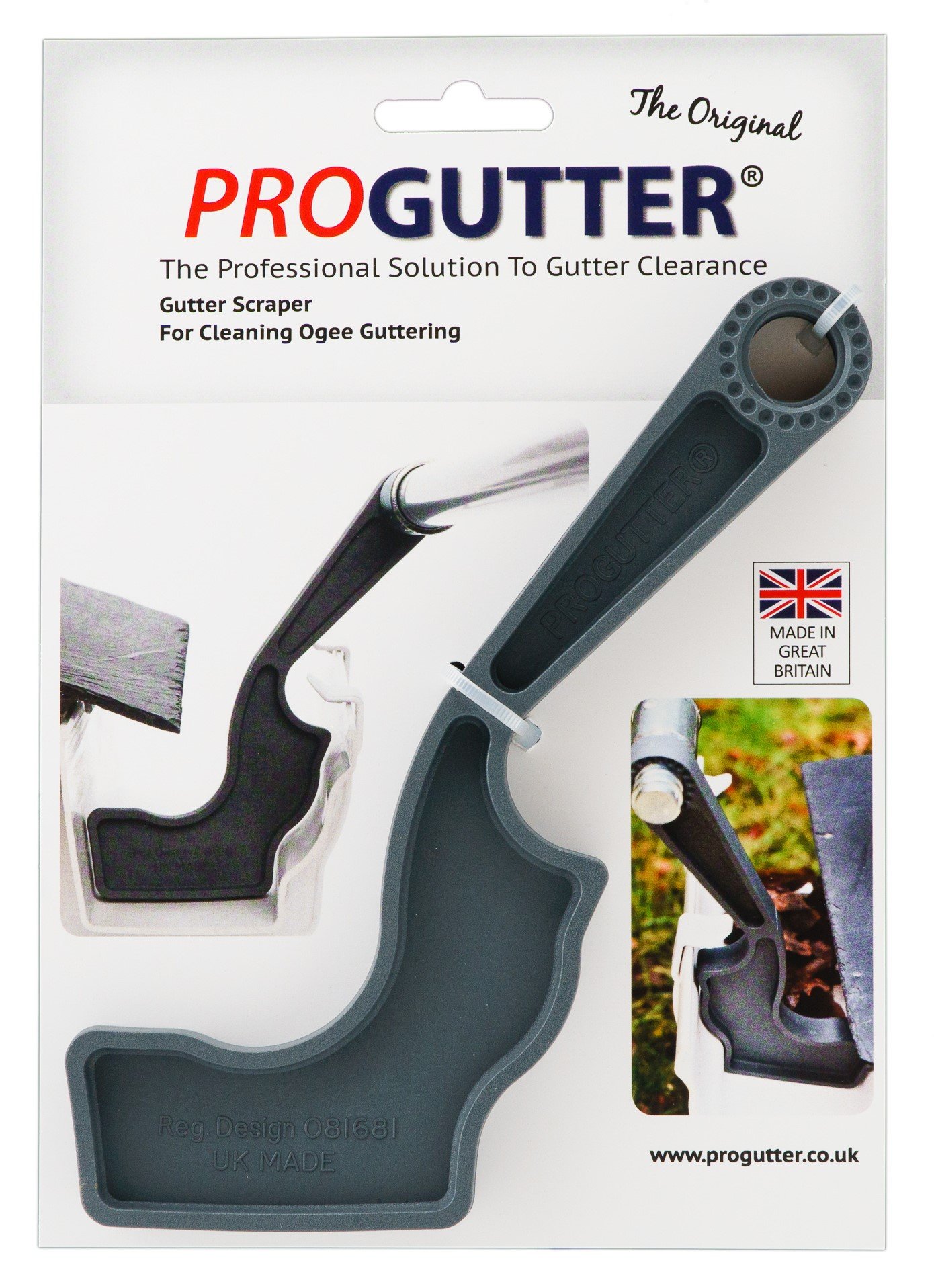 PROGUTTER Ogee gutter cleaning scraper. The Original Scraper for removing Debris and Weeds from Ogee Gutters.